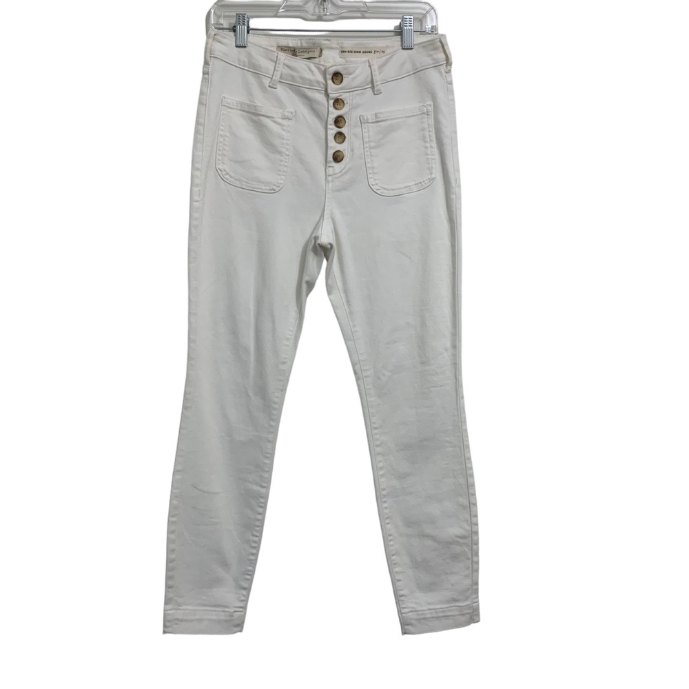 Anthropologie High-Rise White Button-Fly Jeans